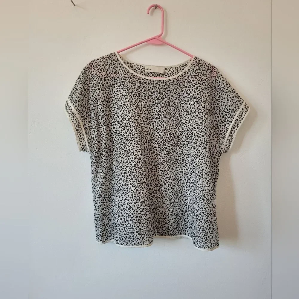 Tory Burch Silk Cotton Blouse Floral Boxy Oversized Summer Lightweight Large